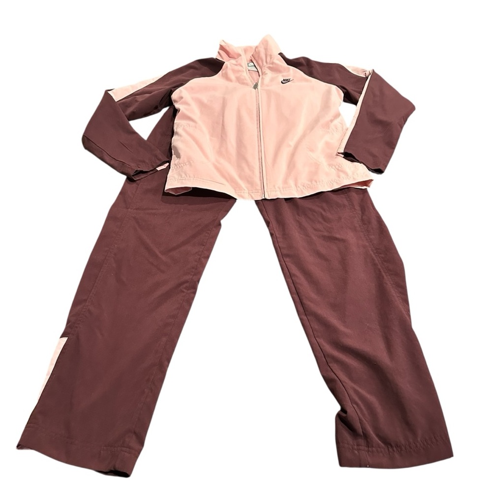 Nike Women's Pink and Burgundy Track Suit Size Small 4-6
